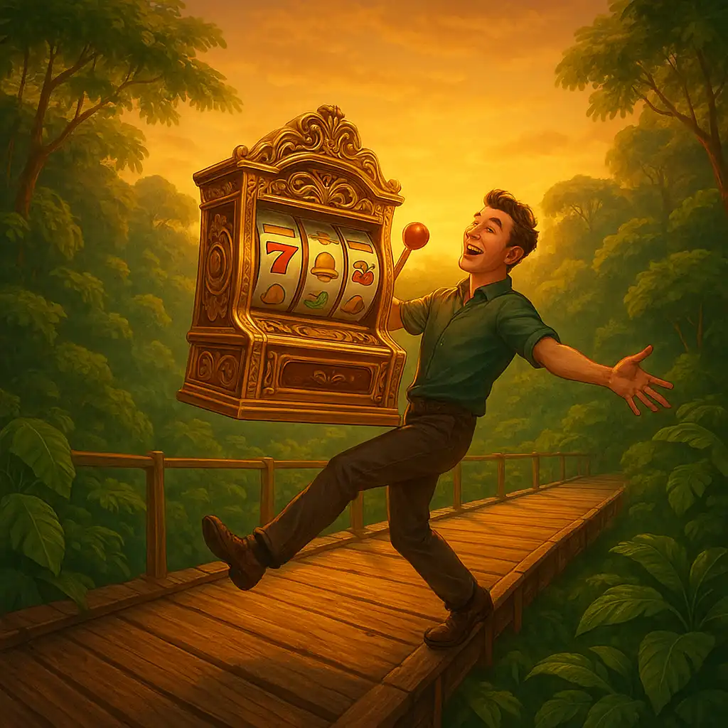 Player spinning slots on the canopy sky bridge